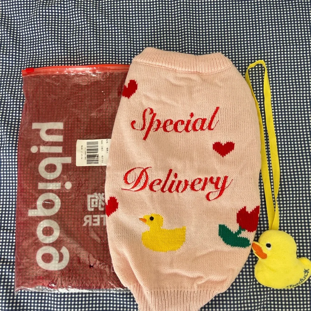 Cute Pink Pet Sweater with Duck Design